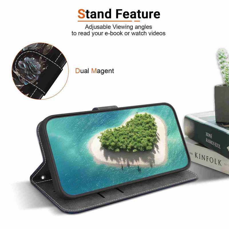 For Xiaomi Redmi Note 12 4G Global Crystal Texture Colored Drawing Leather Phone Case(Black Ros