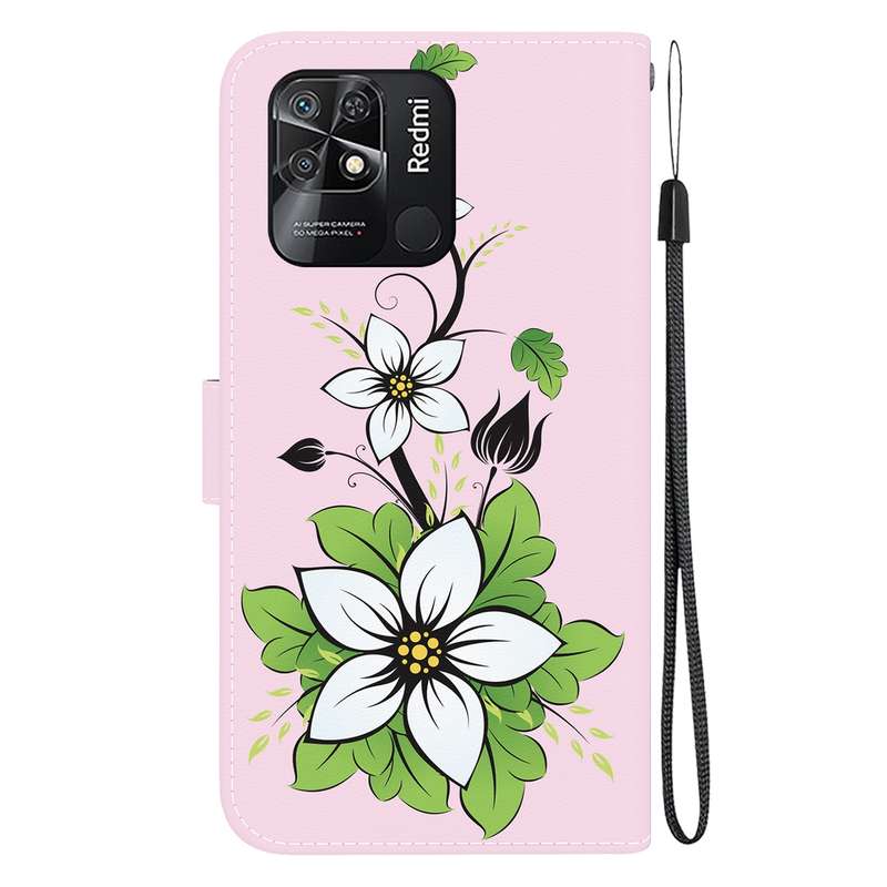 For Xiaomi Redmi 10C Crystal Texture Colored Drawing Leather Phone Case(Lily)