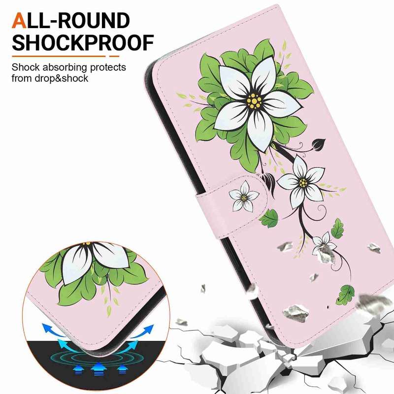 For Xiaomi Redmi 10C Crystal Texture Colored Drawing Leather Phone Case(Lily)