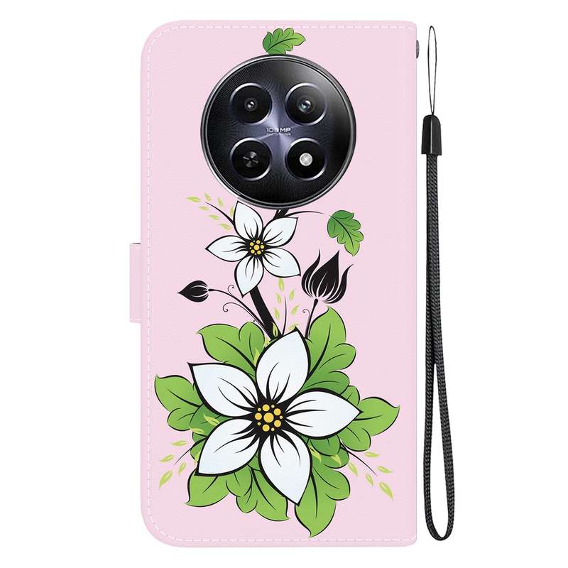For Realme 12 5G Crystal Texture Colored Drawing Leather Phone Case(Lily)