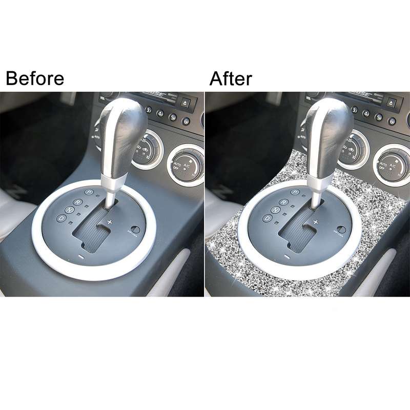 For Nissan 350Z 2003-2009 Car Gear Panel Diamond Decorative Sticker,Left and Right Drive Universal