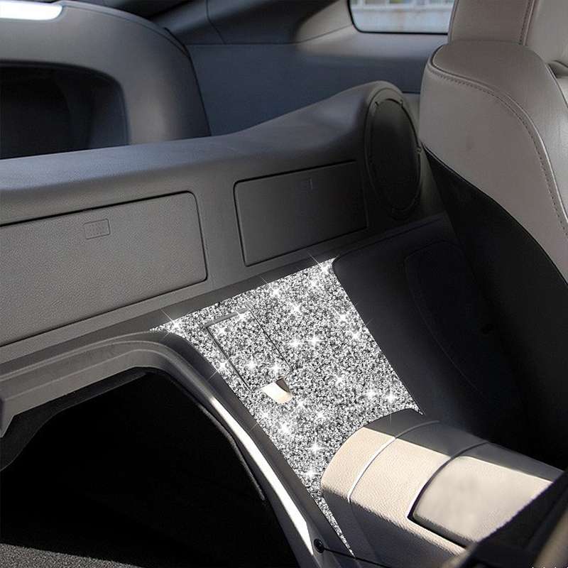 For Nissan 350Z 2003-2009 2pcs Car Rear Of Center Console Diamond Decorative Sticker, Left Drive