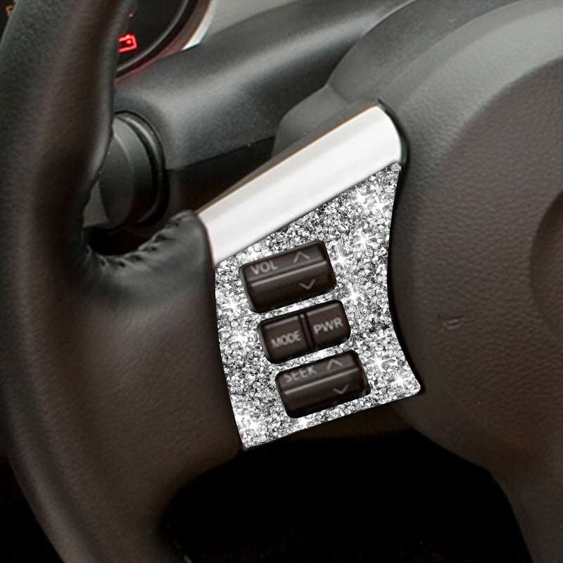 For Nissan 350Z 2003-2009 2pcs Car Steering Wheel Button Frame C Diamond Sticker,Left and Right Driv