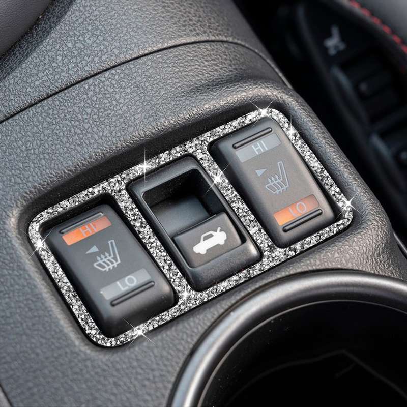 For Nissan 370Z Z34 2009- Car Central Control Heating Button Frame Diamond Decoration Sticker, Left