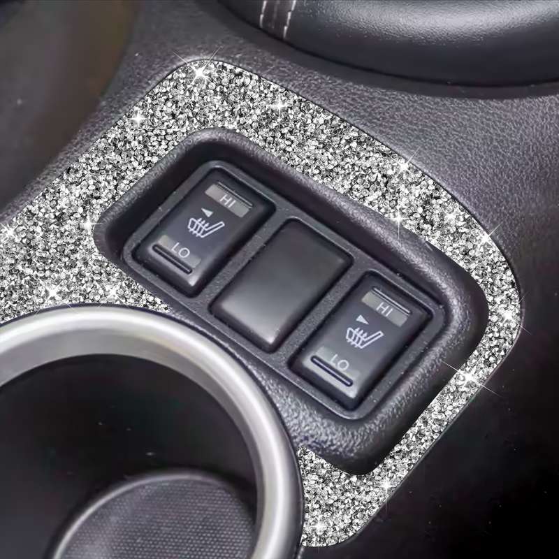 For Nissan 370Z Z34 2009- Car Central Control Heating Button Outer Frame Diamond Decoration Sticker,