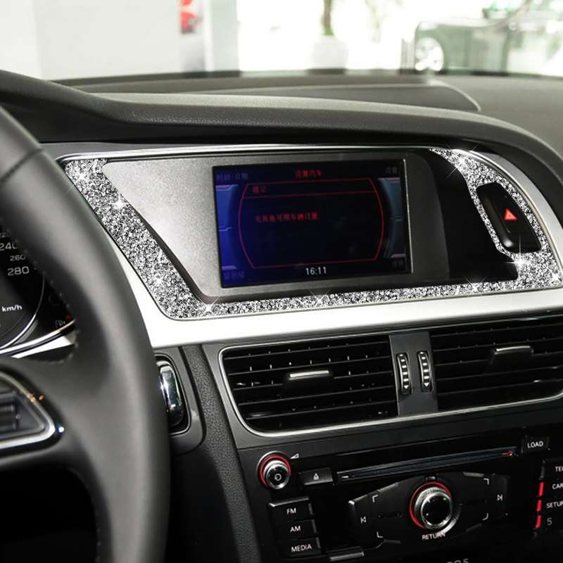 For Audi A4 / A5 / Q5 Car Navigation Outer Frame Diamond Decoration Sticker, Left Drive