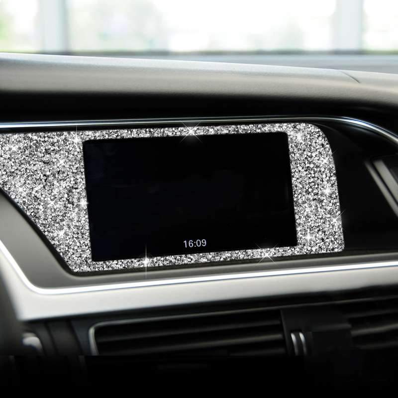 For Audi A4 / A5 / Q5 Car Navigation Inner Frame Diamond Decoration Sticker, Left Drive