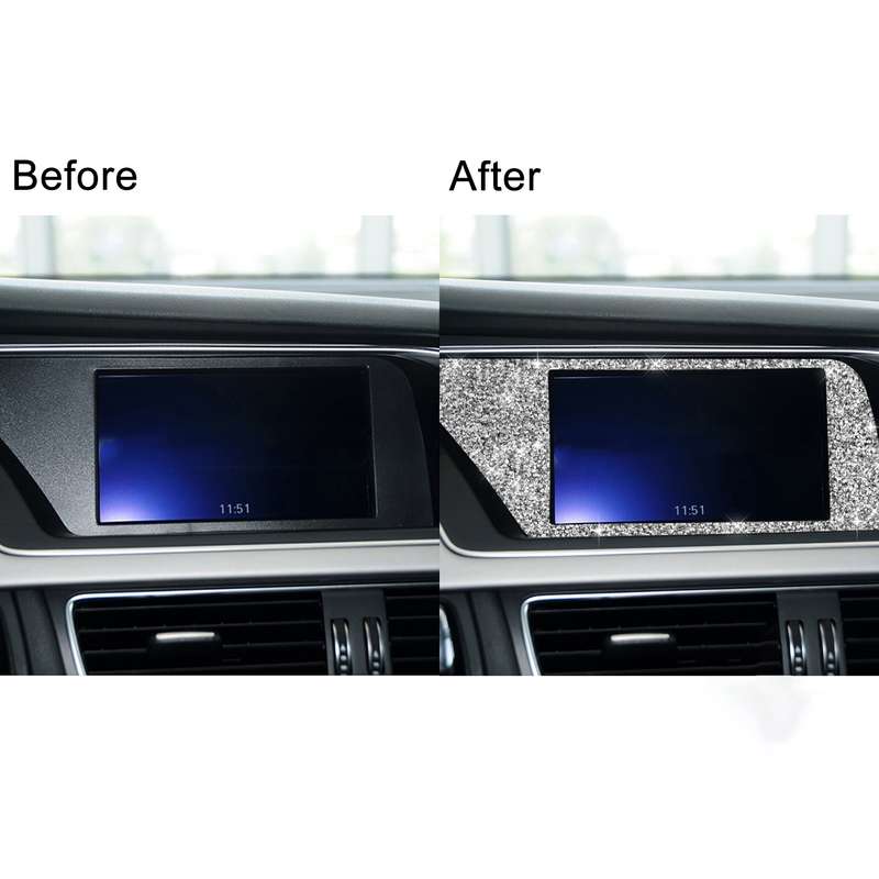For Audi A4 / A5 / Q5 Car Navigation Inner Frame Diamond Decoration Sticker, Left Drive
