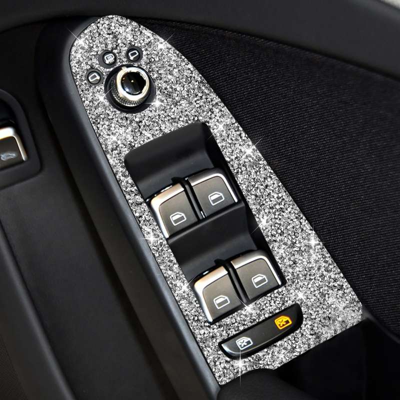For Audi A4 / A5 / Q5 Car Door Lift Control Panel Diamond Decoration Sticker, Right Drive Low Config