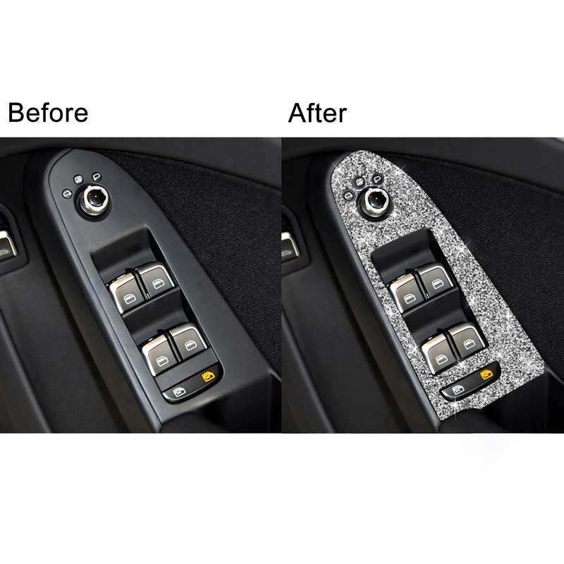 For Audi A4 / A5 / Q5 Car Door Lift Control Panel Diamond Decoration Sticker, Right Drive Low Config
