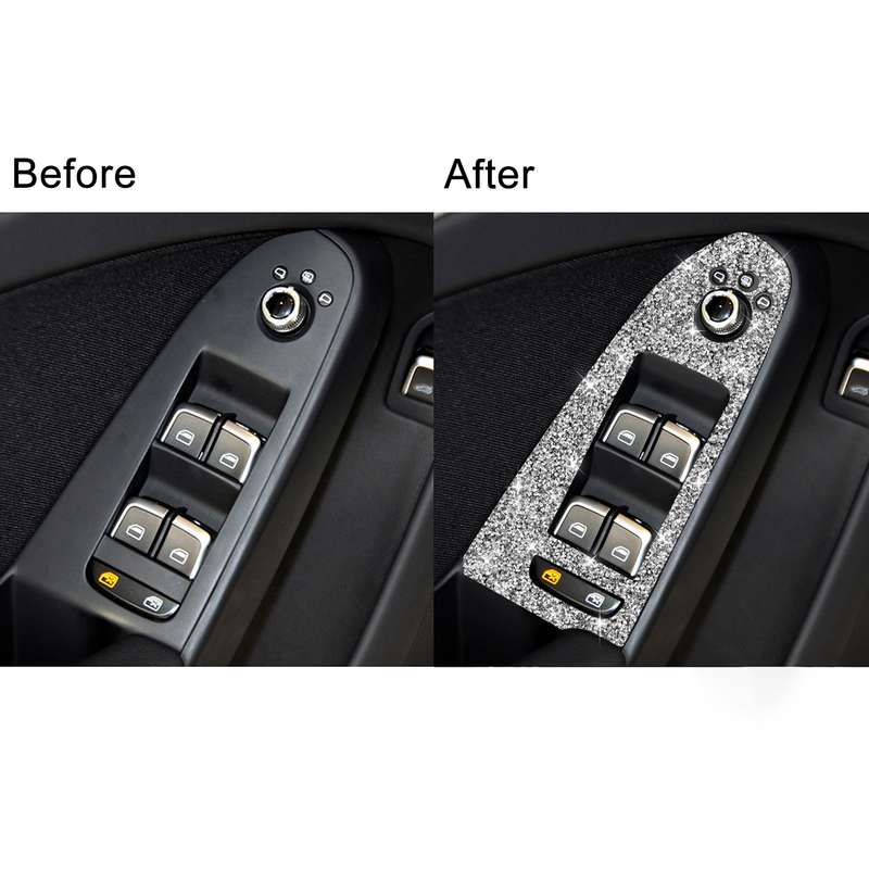For Audi A4 / A5 / Q5 Car Door Lift Control Panel Diamond Decoration Sticker, Left Drive Low Configu