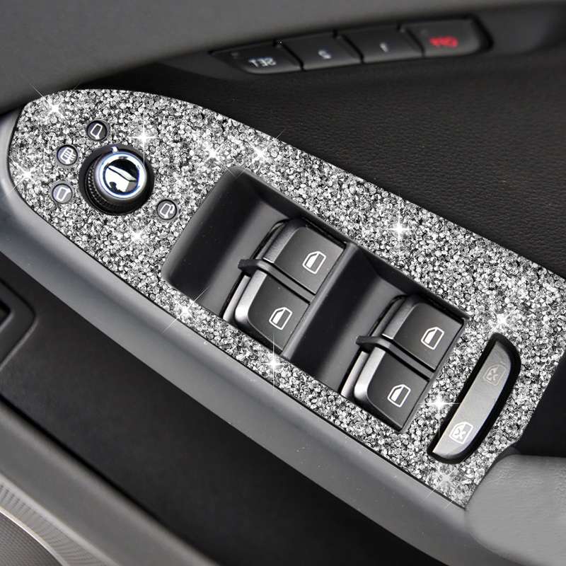 For Audi A4 / A5 / Q5 Car Door Lift Control Panel Diamond Decoration Sticker, Right Drive High Confi