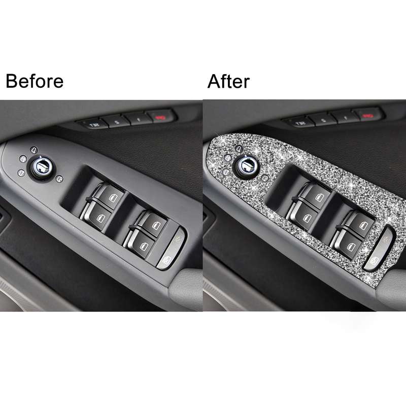 For Audi A4 / A5 / Q5 Car Door Lift Control Panel Diamond Decoration Sticker, Right Drive High Confi