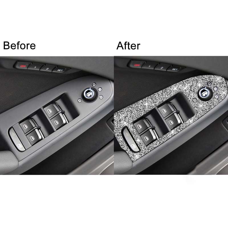 For Audi A4 / A5 / Q5 Car Door Lift Control Panel Diamond Decoration Sticker, Left Drive High Config