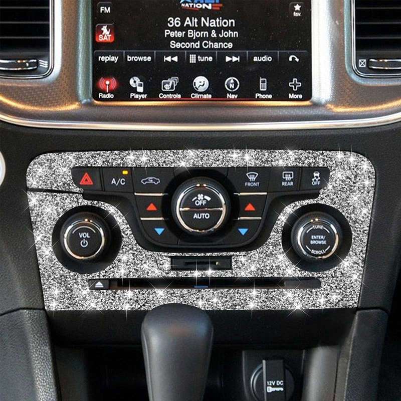 For Dodge Charger 2011-2014 Car AC Control CD Panel Diamond Decorative Sticker, Left-hand Drive