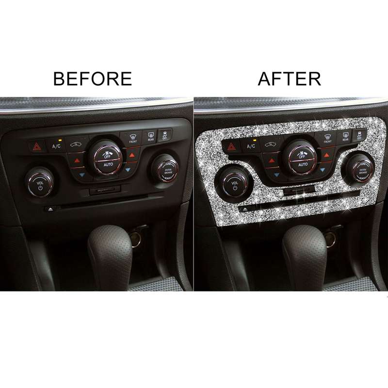 For Dodge Charger 2011-2014 Car AC Control CD Panel Diamond Decorative Sticker, Left-hand Drive