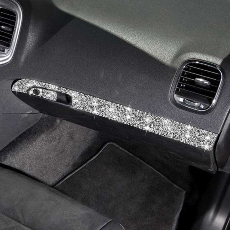 For Dodge Charger 2011-2014 3pcs/Set Car Front Passenger Seat Storage Box Handle Diamond Decorative