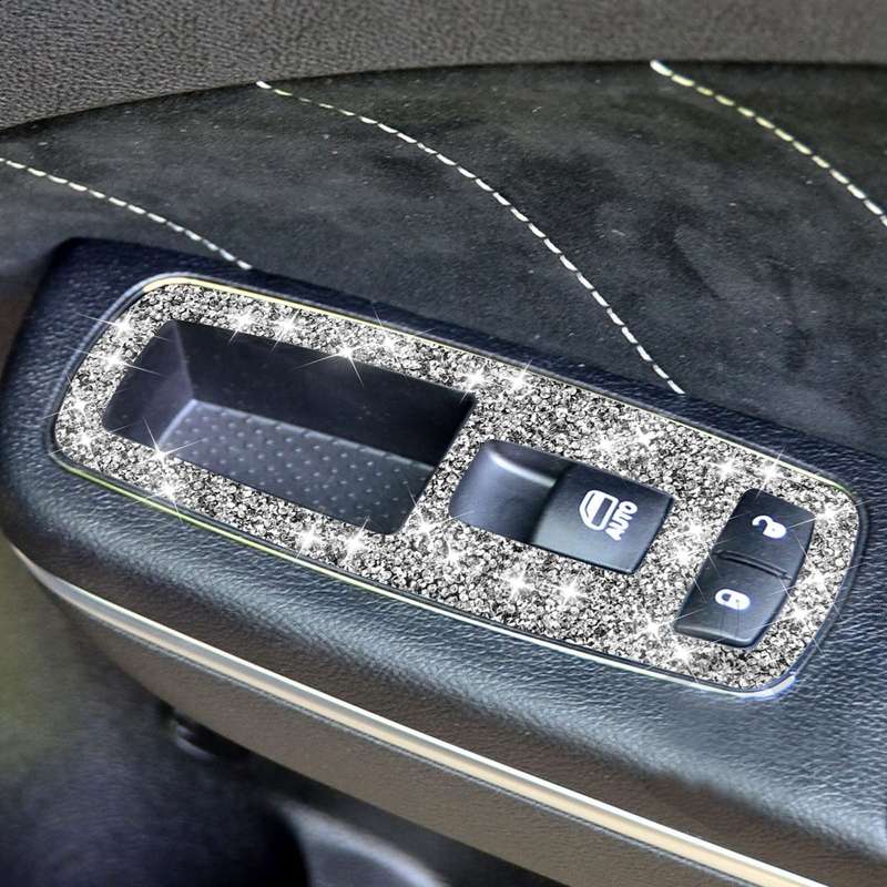For Dodge Charger 2011-2014 5pcs/Set Car Window Lift Button Diamond Decorative Sticker, Left-hand Dr