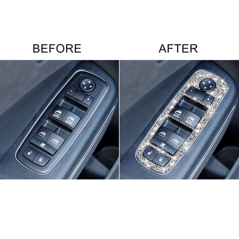 For Dodge Charger 2011-2014 5pcs/Set Car Window Lift Button Diamond Decorative Sticker, Left-hand Dr