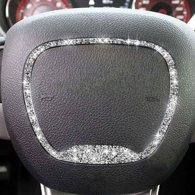 For Dodge Challenger 2015-2021 Car Steering Wheel Diamond Decorative Sticker, Left and Right Drive