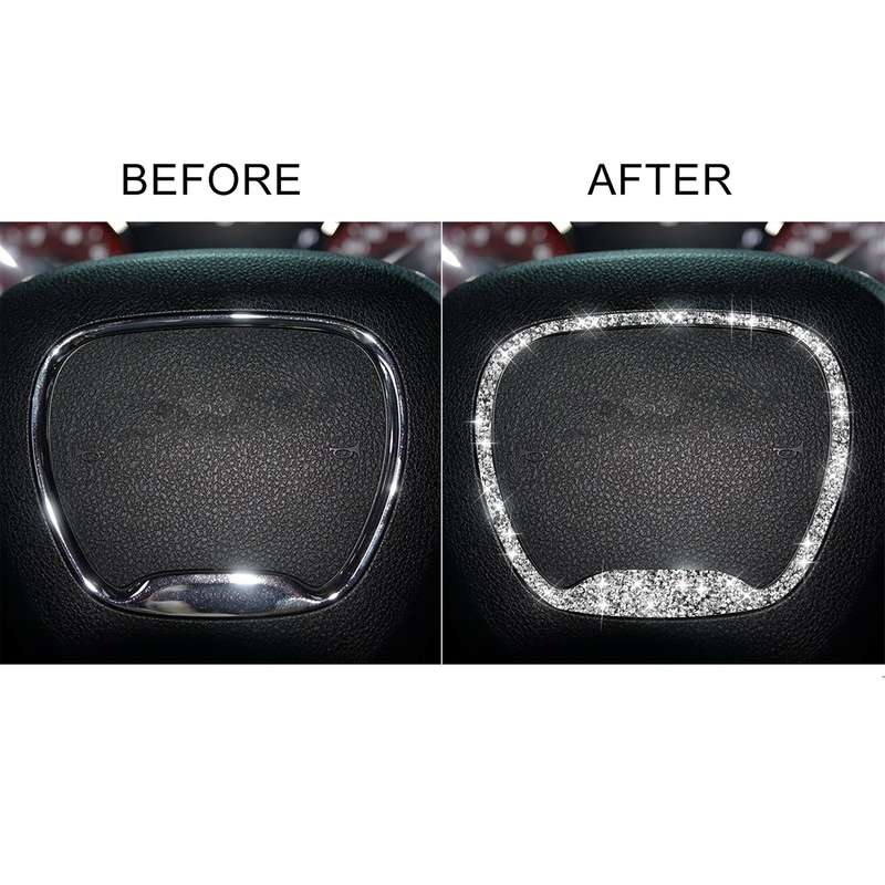 For Dodge Challenger 2015-2021 Car Steering Wheel Diamond Decorative Sticker, Left and Right Drive