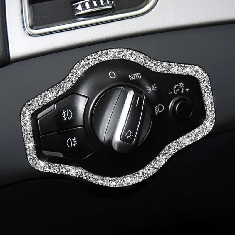 For Audi A4 / A5 / Q5 Car Headlight Switch Frame Diamond Decoration Sticker, Left and Right Drive