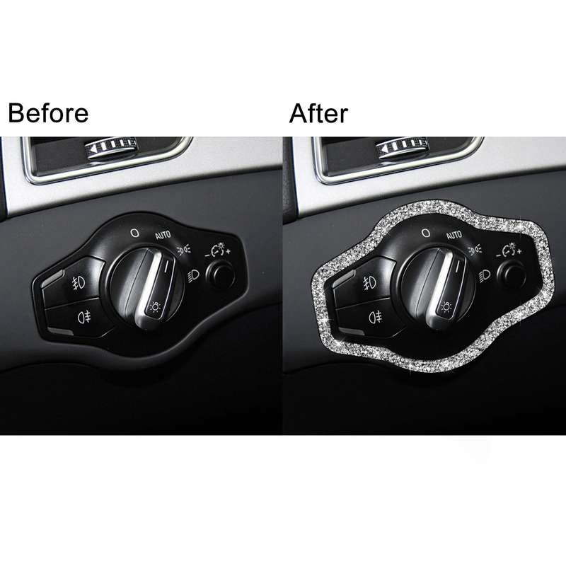 For Audi A4 / A5 / Q5 Car Headlight Switch Frame Diamond Decoration Sticker, Left and Right Drive