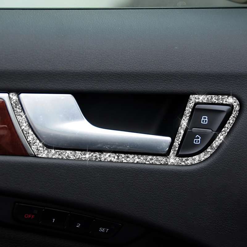 For Audi A4 / A5 / Q5 Car Door Inner Handle Frame Diamond Decoration Sticker, Left and Right Drive