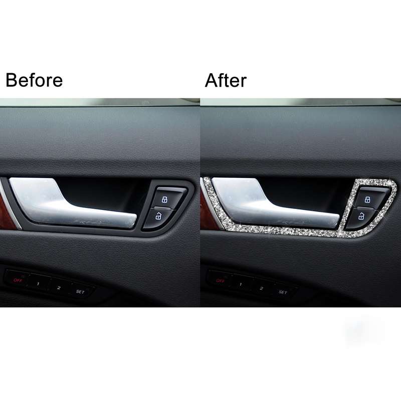 For Audi A4 / A5 / Q5 Car Door Inner Handle Frame Diamond Decoration Sticker, Left and Right Drive