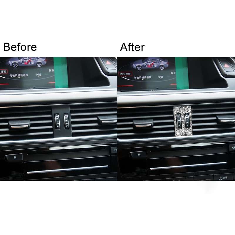 For Audi A4 / A5 / Q5 Car Air Conditioner Air Outlet Knob Diamond Decoration Sticker, Left and Right
