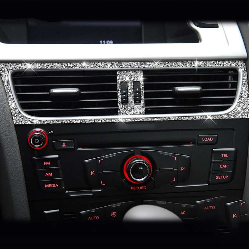 For Audi A4 / A5 / Q5 2pcs Car Air Conditioner Outlet Diamond Decoration Sticker, Left Drive