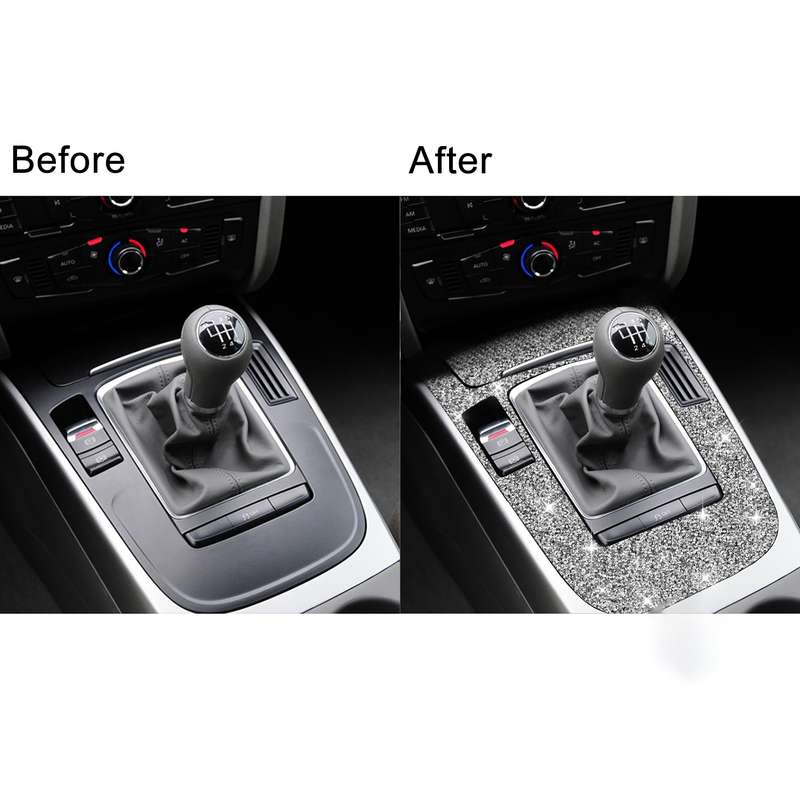 For Audi A4L / A5 / Q5 2pcs Car Gear Panel Type E Diamond Decoration Sticker, Left and Right Drive