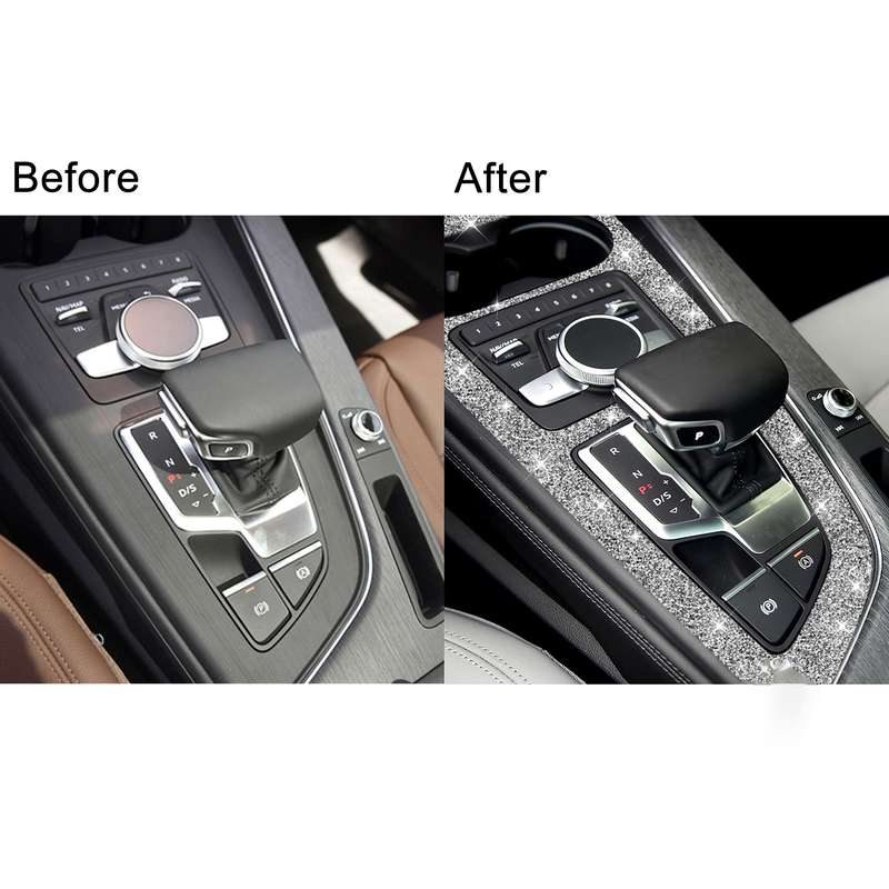 For Audi A4L / A5 2017-2019 Car Large Gear Panel Diamond Decoration Sticker, Left Drive