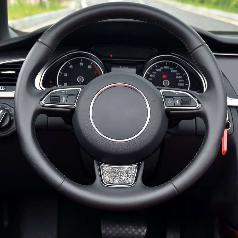 For Audi A4L / A6L / A3 Car Steering Wheel Logo Diamond Decoration Sticker, Left and Right Drive