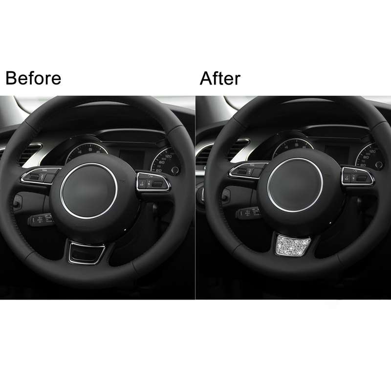 For Audi A4L / A6L / A3 Car Steering Wheel Logo Diamond Decoration Sticker, Left and Right Drive