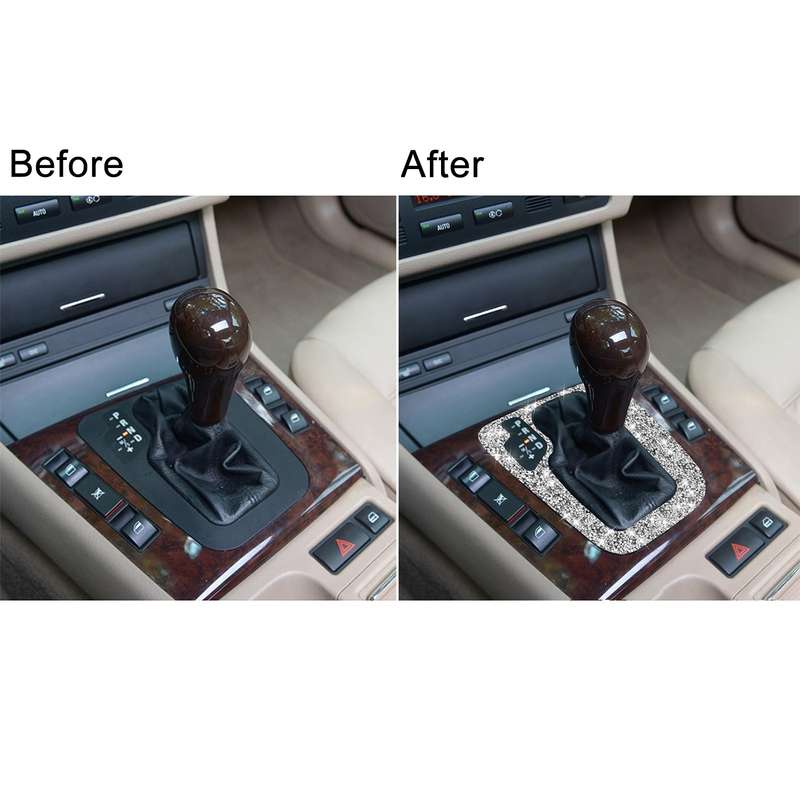 For BMW Series 3 E46 1998-2005 Car Gear Panel Frame Diamond Decoration Sticker, Left Drive
