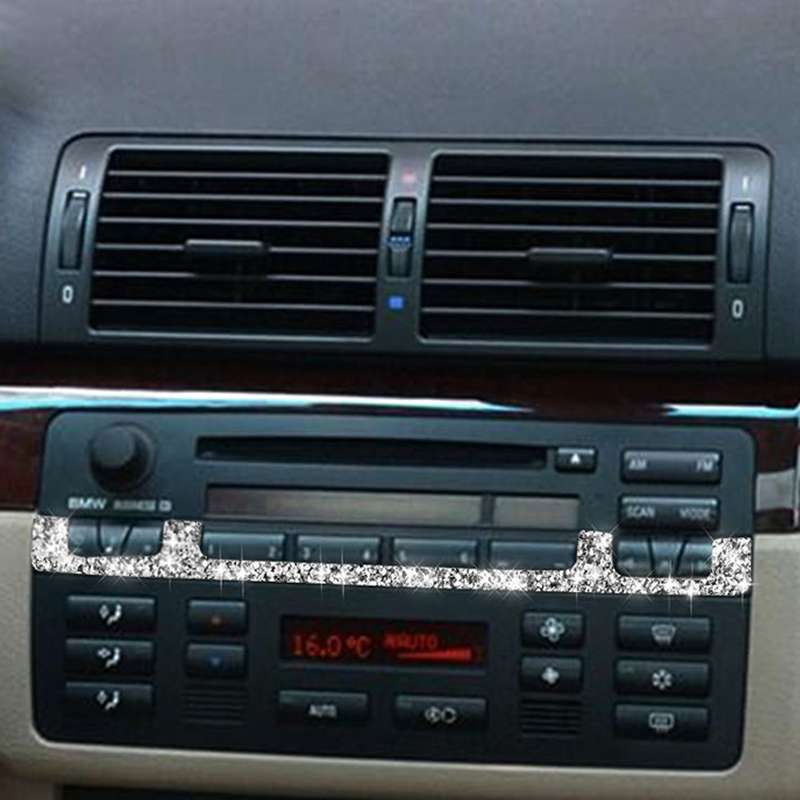 For BMW Series 3 E46 1998-2005 Car Center Control Panel Middle Diamond Decoration Sticker, Left and