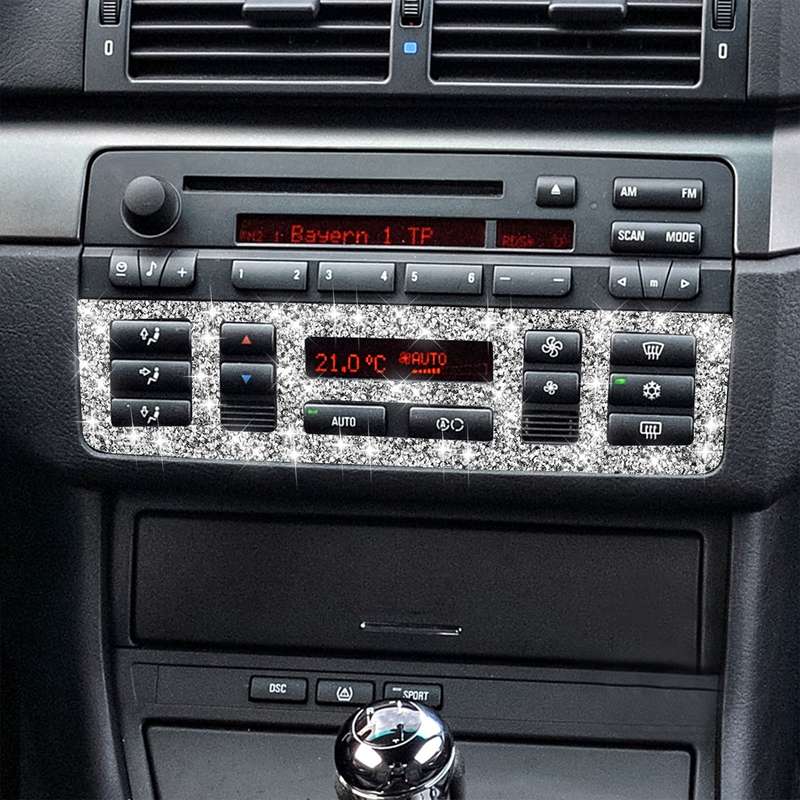 For BMW Series 3 E46 1998-2005 Car Center Control Panel Lower Diamond Decoration Sticker, Left and R