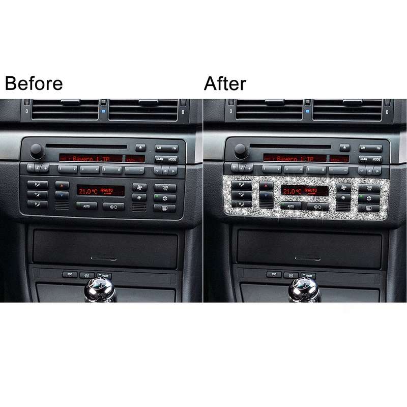 For BMW Series 3 E46 1998-2005 Car Center Control Panel Lower Diamond Decoration Sticker, Left and R