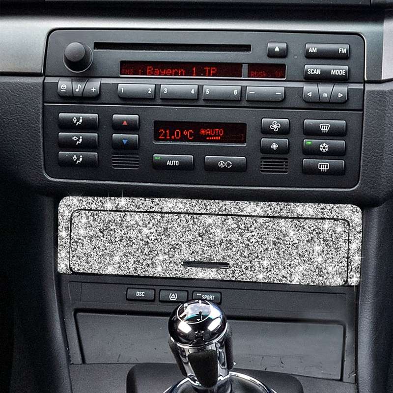 For BMW Series 3 E46 1998-2005 Car Gear Button Frame Diamond Decoration Sticker, Left Drive