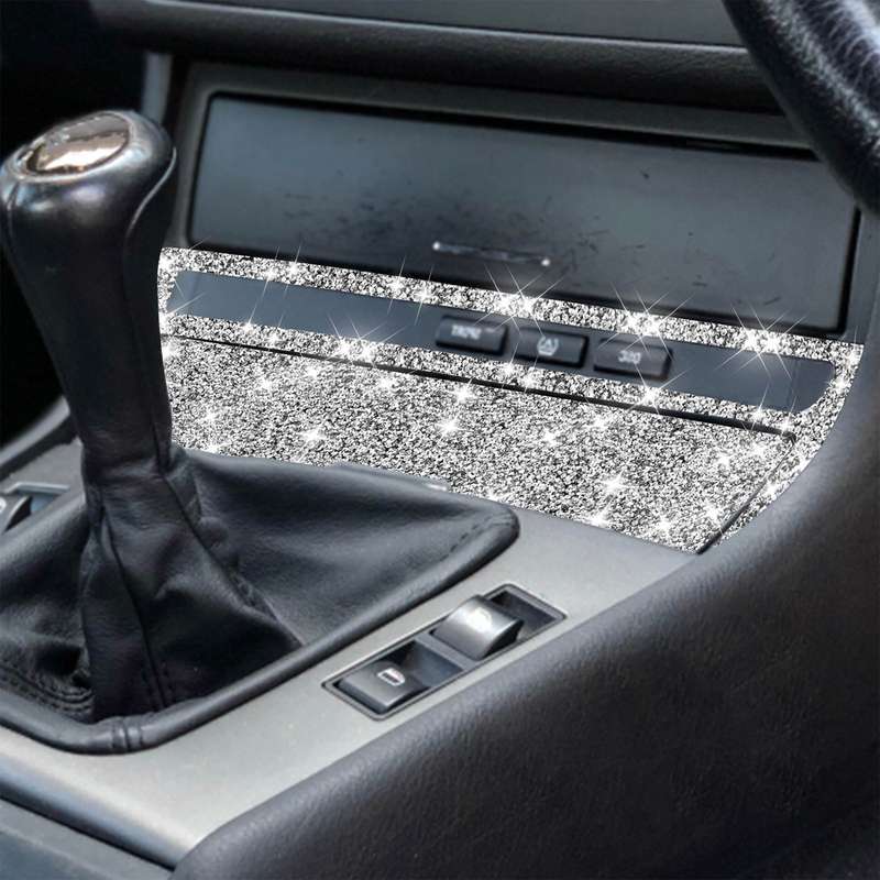For BMW Series 3 E46 1998-2005 Car Cigarette Lighter Frame Diamond Decoration Sticker, Right Drive