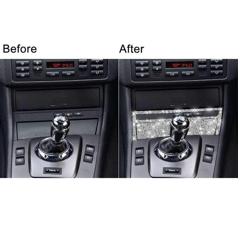 For BMW Series 3 E46 1998-2005 Car Cigarette Lighter Frame Diamond Decoration Sticker, Right Drive