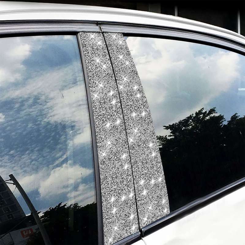 For BMW Series 3 E46 1999-2004 6pcs Car B-Pillar Diamond Decoration Sticker, Left and Right Drive