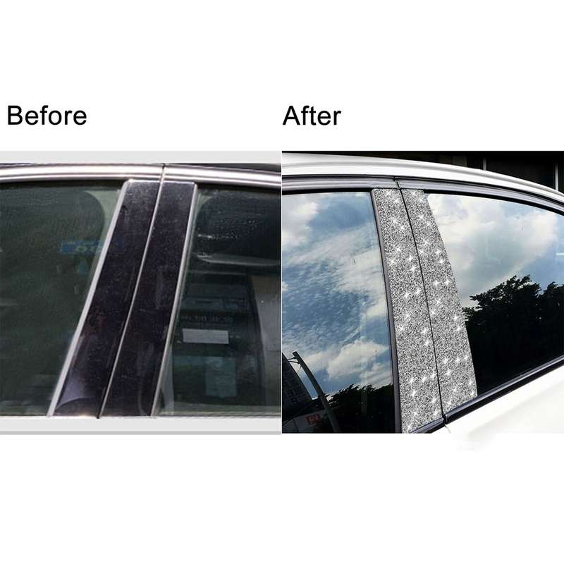 For BMW Series 3 E46 1999-2004 6pcs Car B-Pillar Diamond Decoration Sticker, Left and Right Drive
