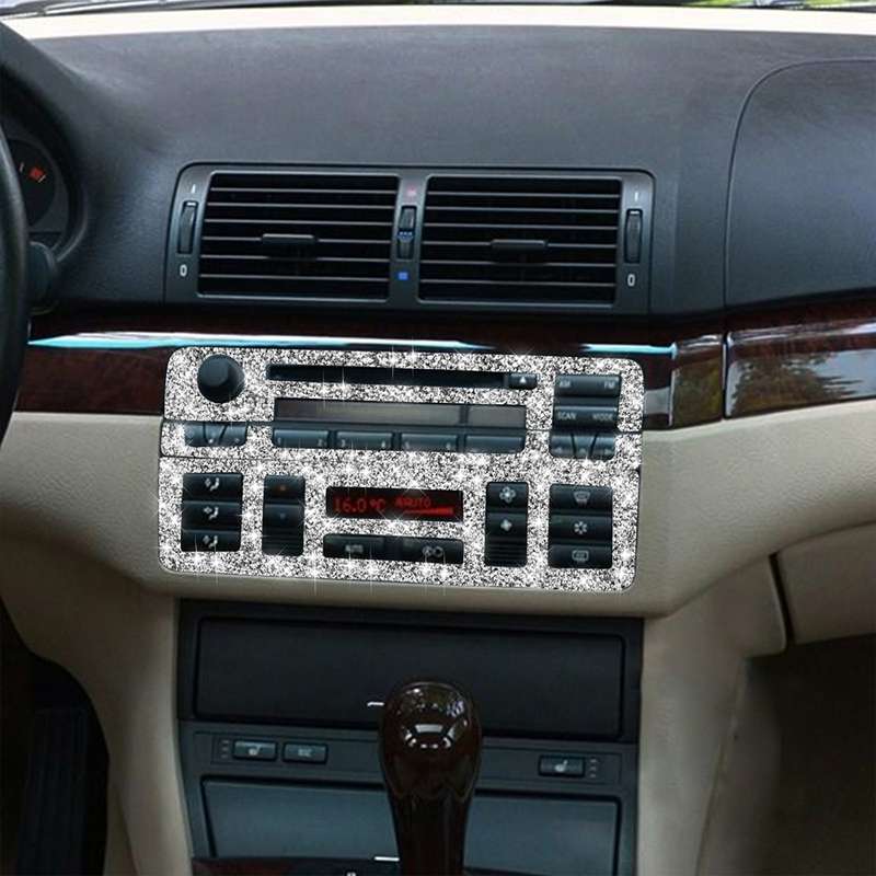For BMW Series 3 E46 1999-2004 3pcs Car Center Control Panel Diamond Decoration Sticker, Left and Ri