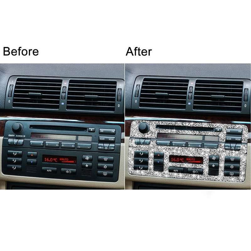 For BMW Series 3 E46 1999-2004 3pcs Car Center Control Panel Diamond Decoration Sticker, Left and Ri