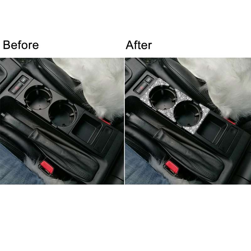 For BMW Series 3 E46 1998-2005 Car Water Cup Holder Panel Diamond Decoration Sticker, Left and Right