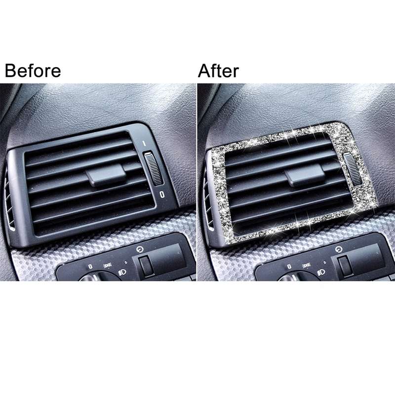 For BMW Series 3 E46 1998-2005 Car Left Right Air Outlet Diamond Decoration Sticker, Left and Right