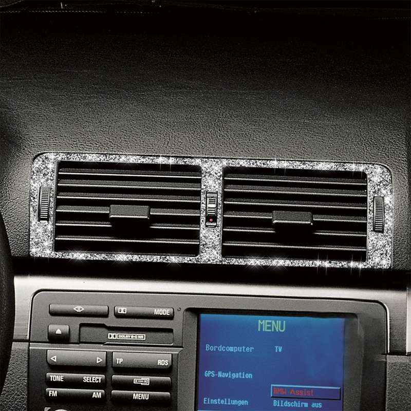 For BMW Series 3 E46 1998-2005 Car Middle Air Outlet Diamond Decoration Sticker, Left and Right Driv