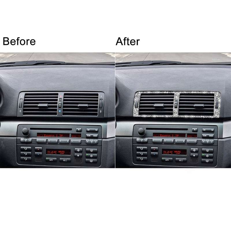For BMW Series 3 E46 1998-2005 Car Middle Air Outlet Diamond Decoration Sticker, Left and Right Driv